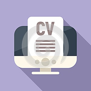 Online cv job icon flat vector. Boos seek