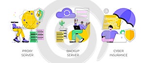 Online data access and security abstract concept vector illustrations.