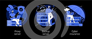 Online data access and security abstract concept vector illustrations.