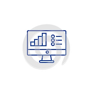 Online data analysis report line icon concept. Online data analysis report flat vector symbol, sign, outline