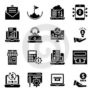 Online Data Analytics Solid Icons Pack