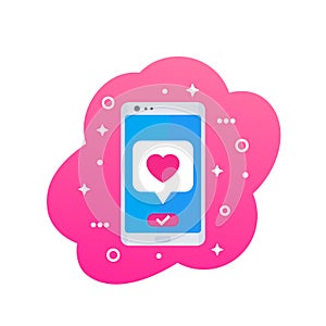 Online dating app, vector icon