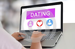Online dating concept on a laptop