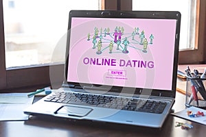 Online dating concept on a laptop screen