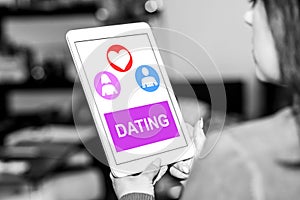 Online dating concept on a tablet