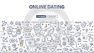 Online Dating Doodle Concept