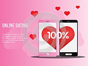 Online dating illustration conceptual vector design template