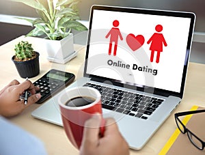 Online Dating match love man and woman and a heart, Internet Da