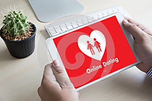 Online Dating match love man and woman and a heart, Internet Da