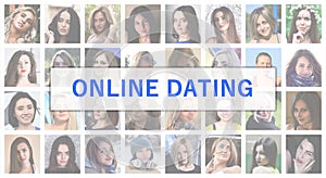Online dating. The title text is depicted on the background of a