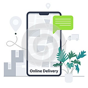 Online delivery concept. Flat design character. Business, health care, and medical vector illustration