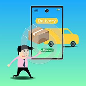 Online delivery service concept, Logistics and Delivery, on mobile Vector