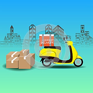 Online delivery service concept, Logistics and Delivery, on mobile Vector