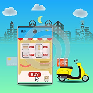 Online delivery service concept, Logistics and Delivery, on mobile Vector