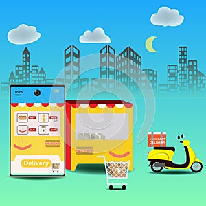 Online delivery service concept, Logistics and Delivery, on mobile Vector