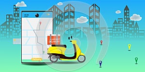 Online delivery service concept, Logistics and Delivery, on mobile Vector