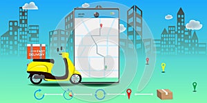 Online delivery service concept, Logistics and Delivery, on mobile Vector