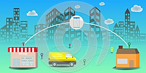Online delivery service concept, Logistics and Delivery, on mobile Vector