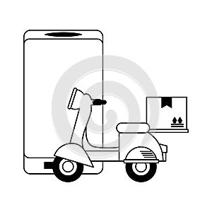 Online delivery service scooter with box