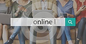 Online Devices Share Socialize Computer Concept photo
