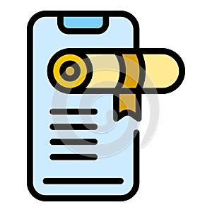 Online diploma icon vector flat