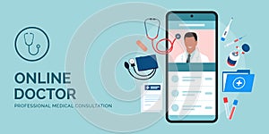 Online doctor app on smartphone