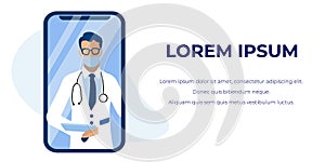 Online Doctor Application Advertising Text Banner