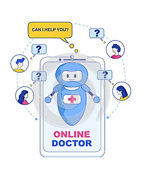 Online Doctor. Can i Help You. Vector Illustration