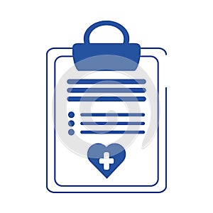 Online doctor clipboard report medical care blue line style icon
