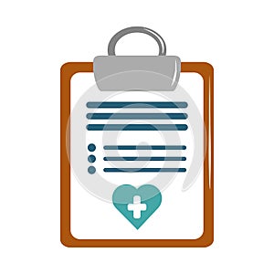 Online doctor clipboard report medical care flat style icon