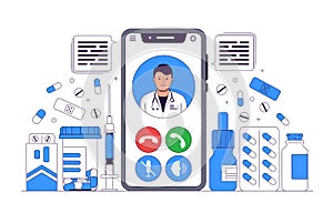 Online Doctor Concept Illustration. Online medical consultation and support