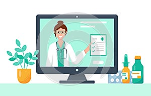 Online doctor concept. Vector illustation.