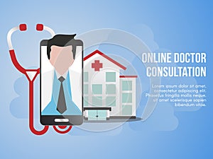 Online doctor consultation concept illustration vector design template