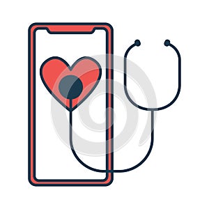 Online Doctor Consultation Icon. Concept for Healthcare Medicine and Lifestyle. Outline Virtual Doctor. Medical Symbol, Icon and