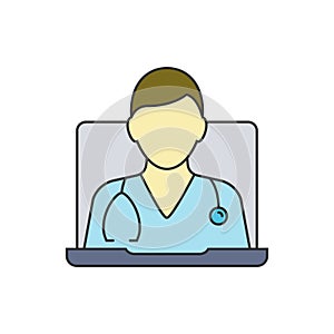 Online doctor consultation with laptop. Medical concept