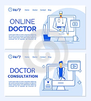 Online doctor consultation medical landing page concept