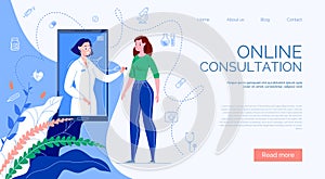 Online doctor consultation. Website template