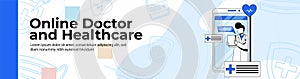 Online doctor and healthcare Web Banner Design header or footer banner