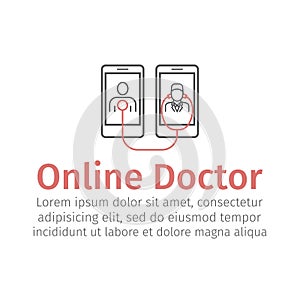 Online Doctor line icon. Vector signs for web graphics