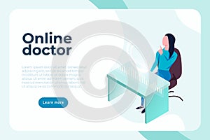 Online doctor medical consultation banner concept vector