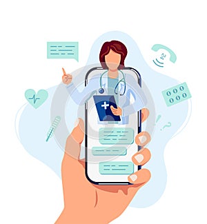 Online doctor and medical consultation concept