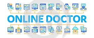 Online Doctor Minimal Infographic Banner Vector