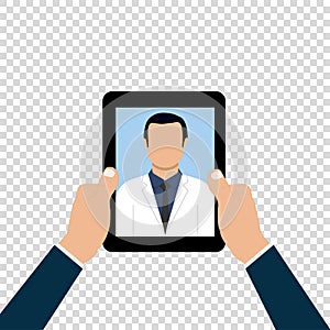 Online doctor phone health medical consult vector illustration