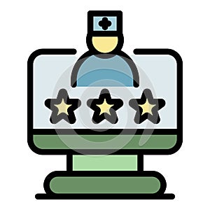 Online doctor raiting icon color outline vector