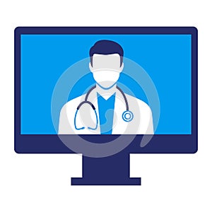 Online doctor and telemedicine icon