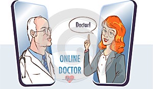 Online doctor vector healthcare illustration concept