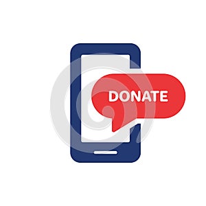 Online Donate on Phone Silhouette Icon. Web Mobile Giving Money and Assistance Pictogram. Internet Donate Icon. Finance