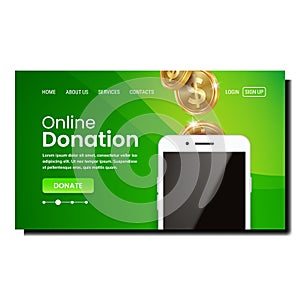 Online Donation Mobile Phone Application Vector