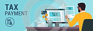 Online e-tax payment on computer