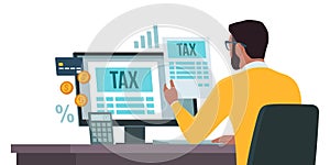 Online e-tax payment on computer